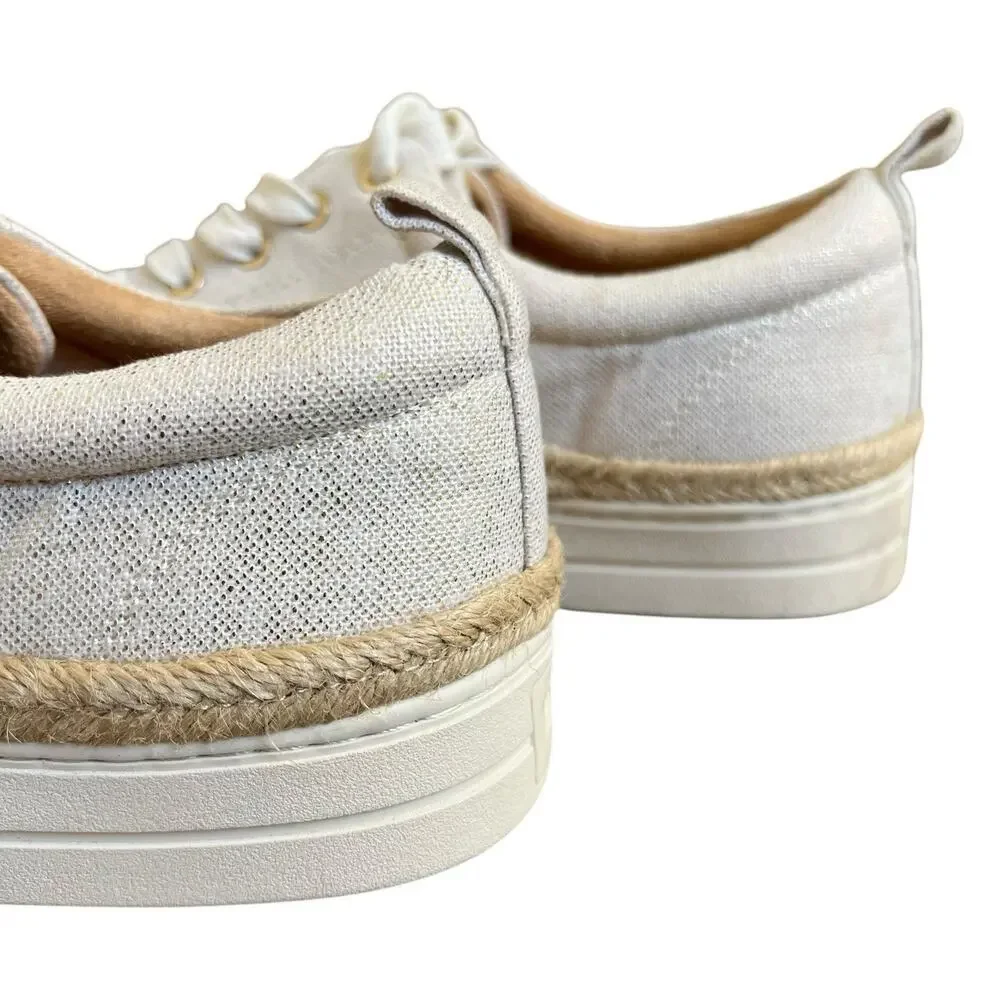 Jack Rogers Canvas Mia Metallic Gold White Tan Platform Sneakers 9.5 Espadrille